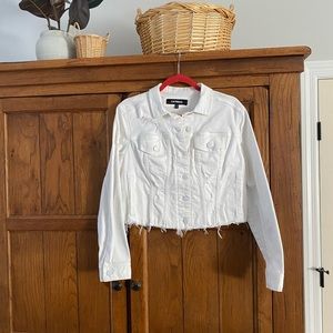 Like new express white denim jean jacket. Pet and smoke free home. No flaws.